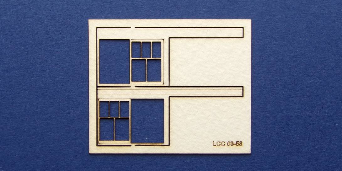 LCC 03-58 OO gauge set of windows for 03-04 type 3 Set of windows for signal box wall.